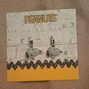 Peanuts Silver and Black Snoopy Earrings